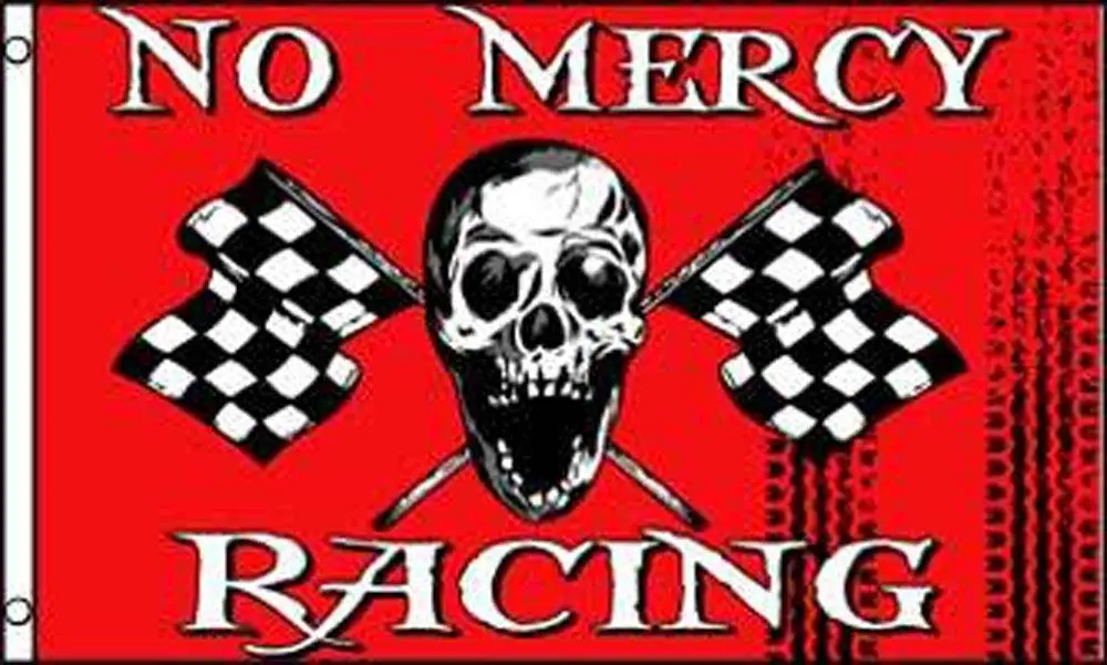 No Mercy Racing Skull X Bone Checkered (3Ft X 5Ft) Flag 1