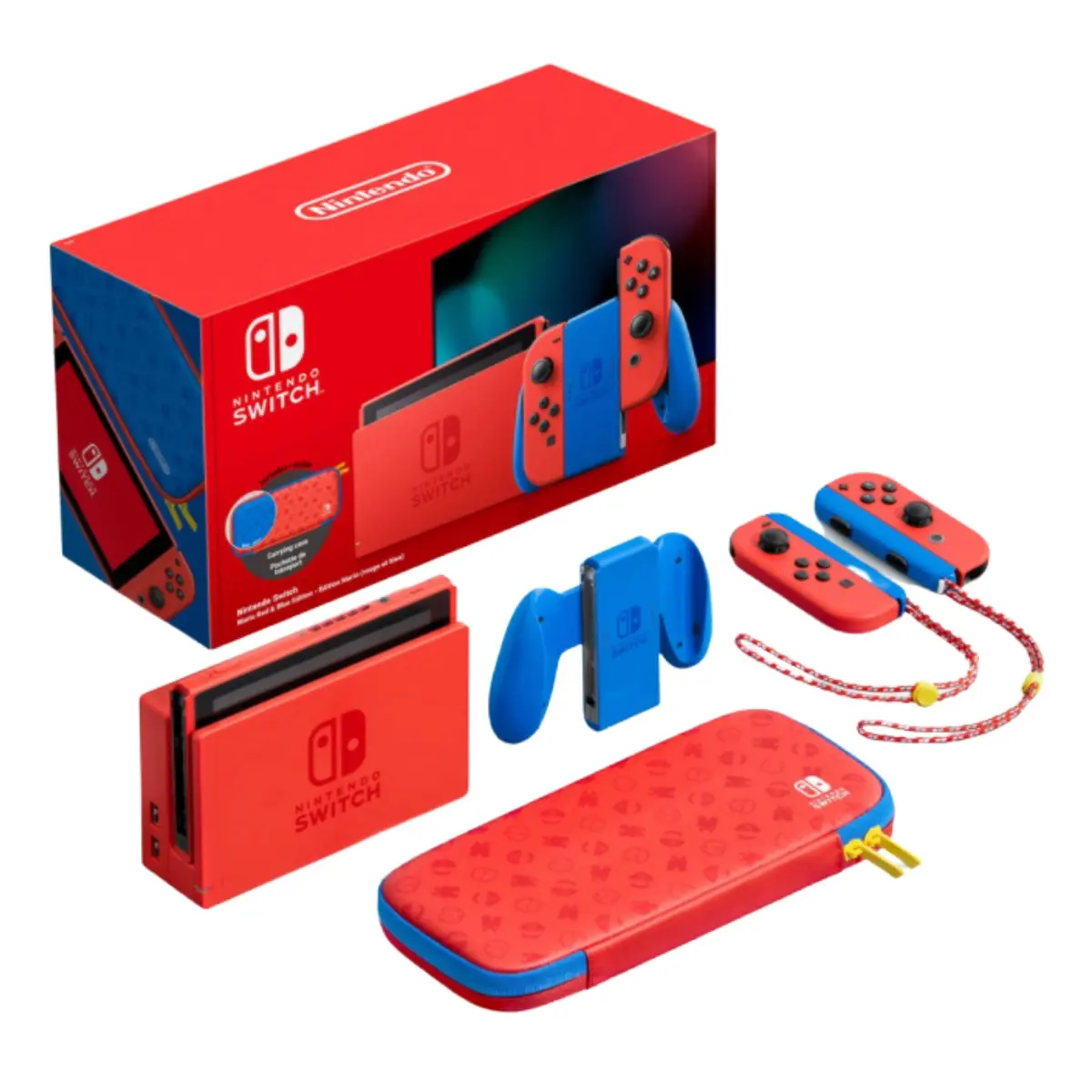 Nintendo Switch Console Mario Red & Blue Special Edition (Export Set) + 1 Free Mystery Gift 2
