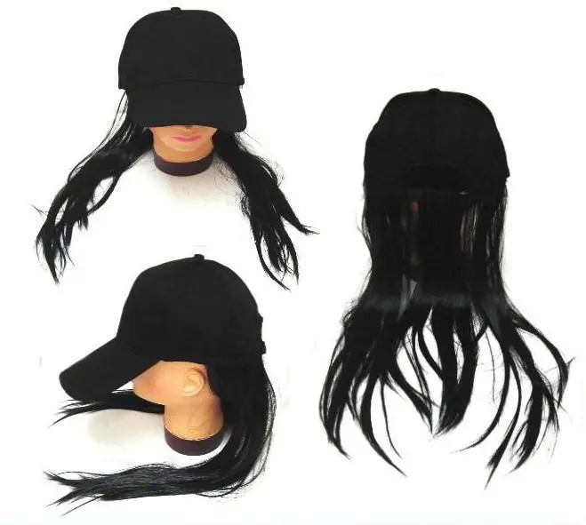 Baseball Hat With Long Black Hair 1