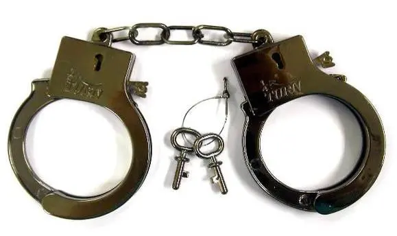 Electroplated Shiny Grey Plastic Handcuffs With Keys 1