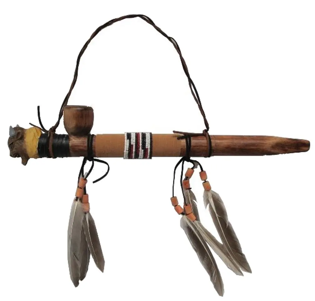 Buffalo Head Wooden Peace Pipe 1
