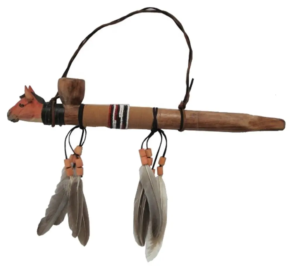 Wild Horse Head Wooden Peace Pipe 1