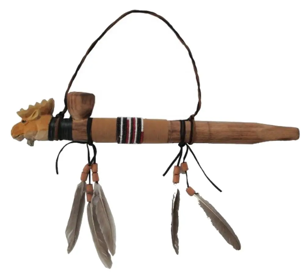 Moose Head Wooden Peace Pipe 1