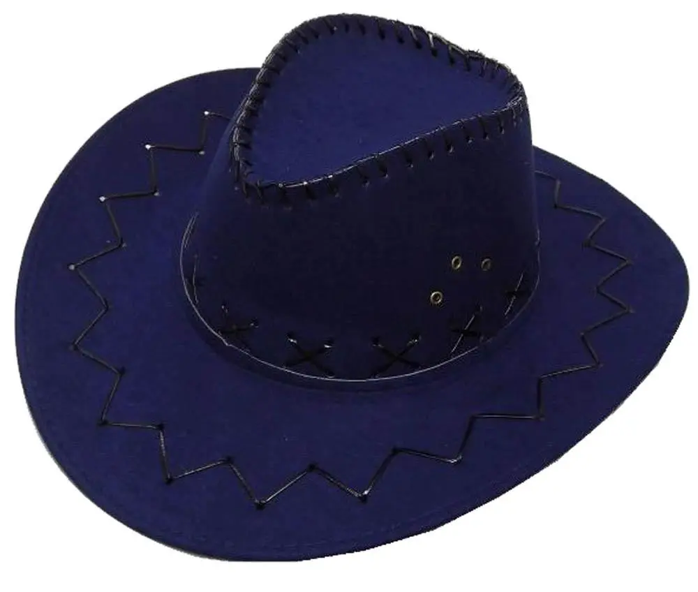 Dark Blue Heavy Leather Style Western Cowboy Hat 1