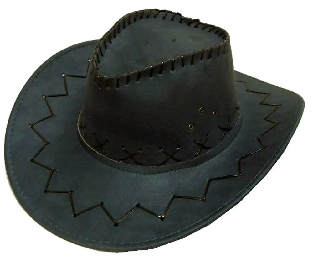 Dark Gray Heavy Leather Style Western Cowboy Hat 1