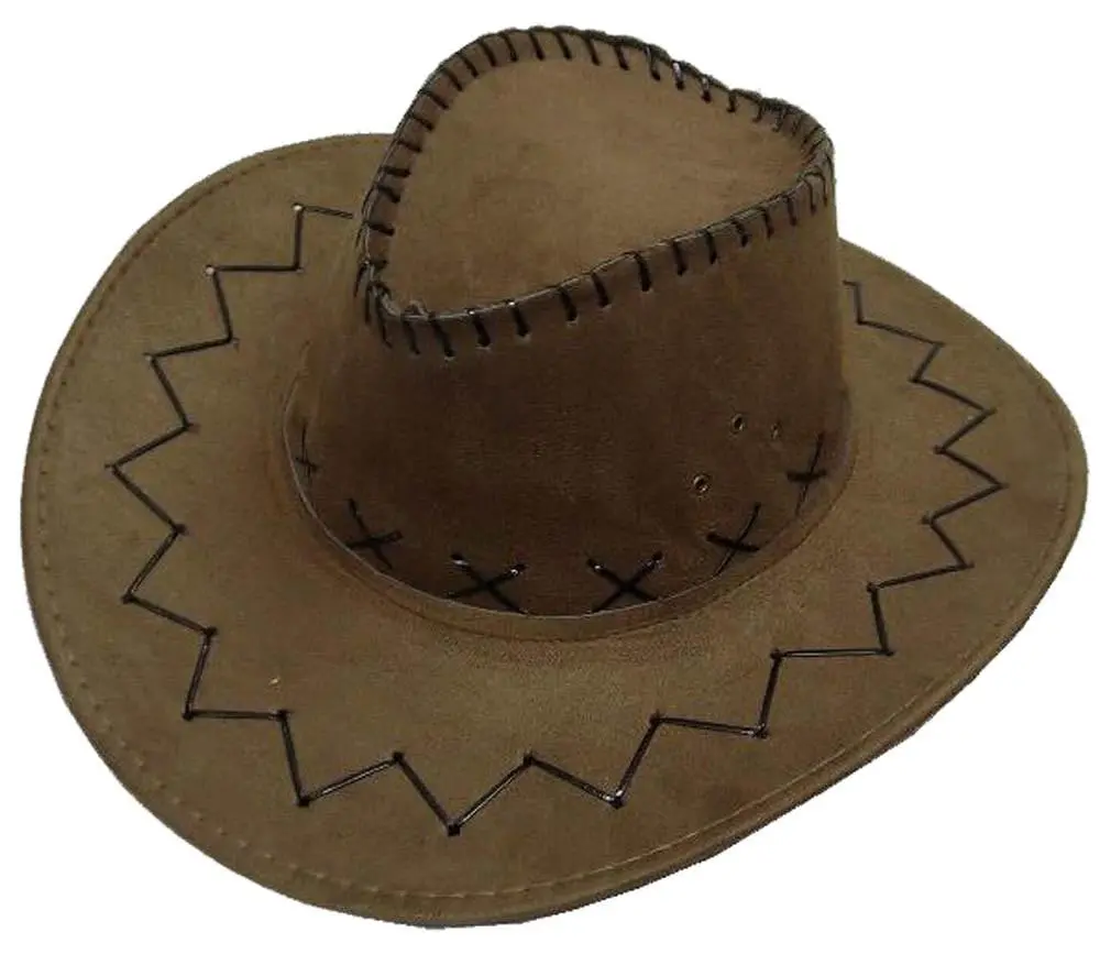 Light Brown Heavy Leather Style Western Cowboy Hat 1