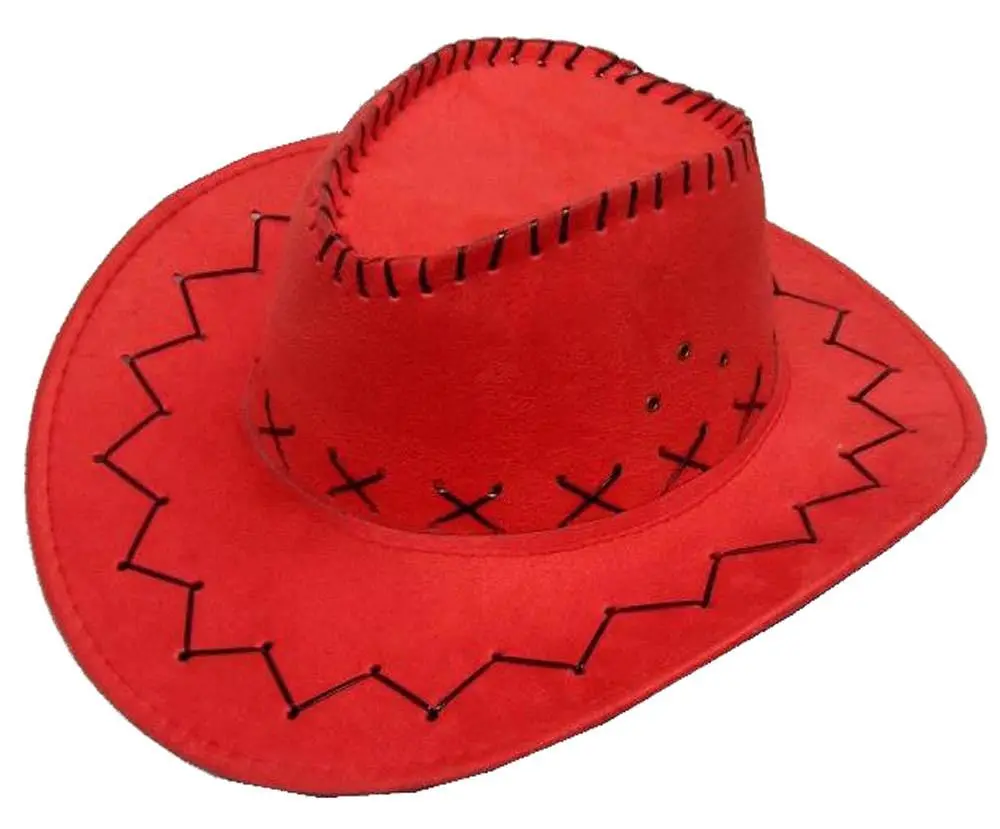 Red Color Heavy Leather Style Western Cowboy Hat 1