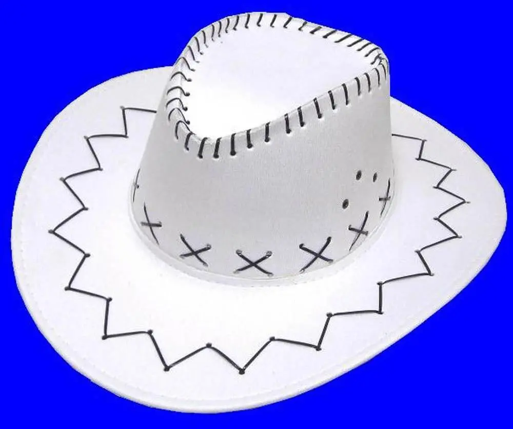 White Color Heavy Leather Looking Cowboy Hat 1