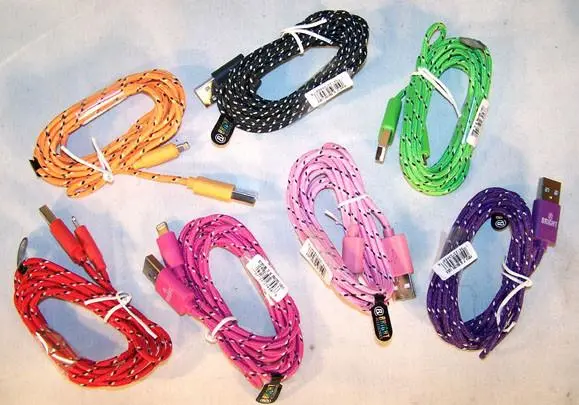 Braided Cloth Phone Cable Charging Cords 6 Foot 1