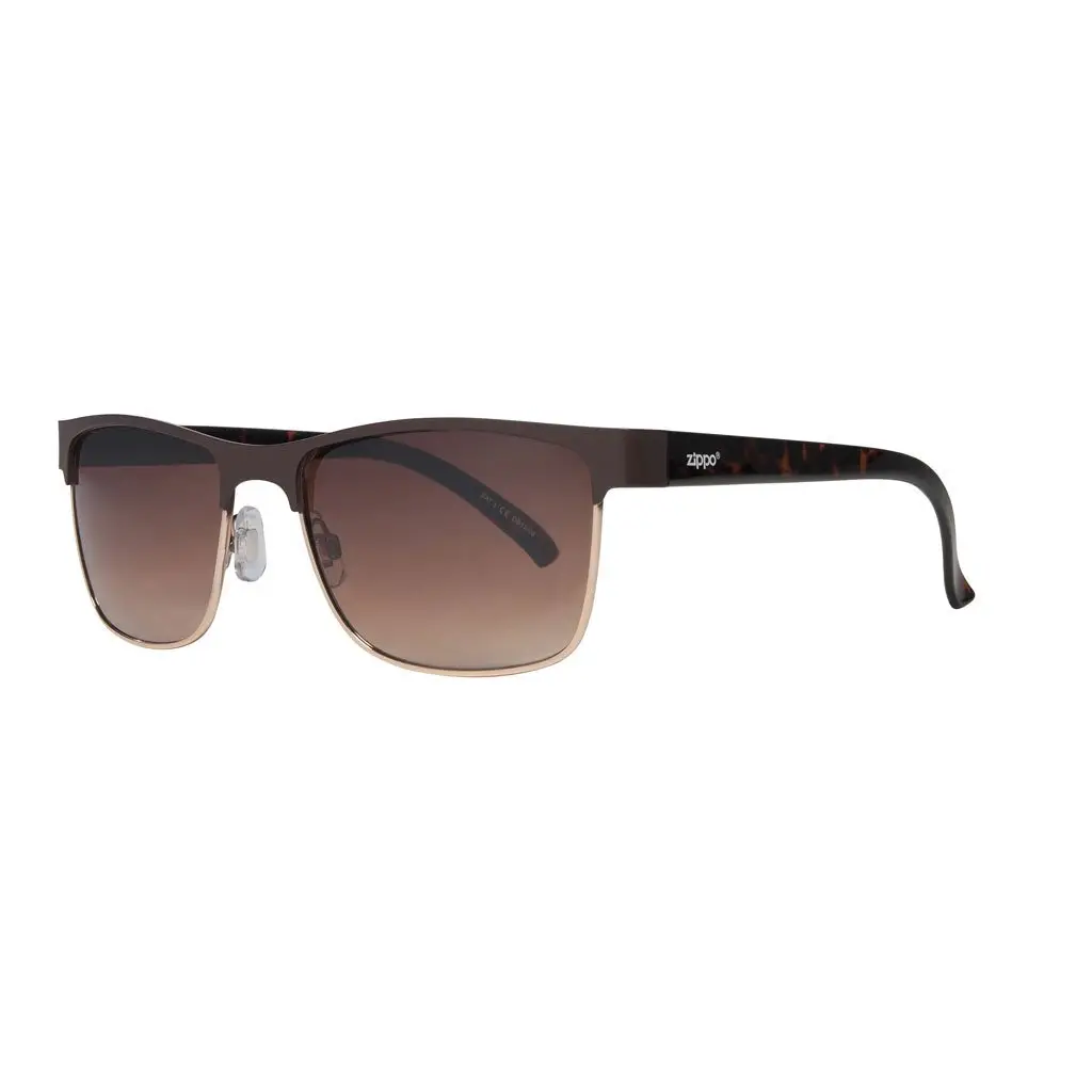 Gradient Brown Semi-Rimless Sunglasses 1