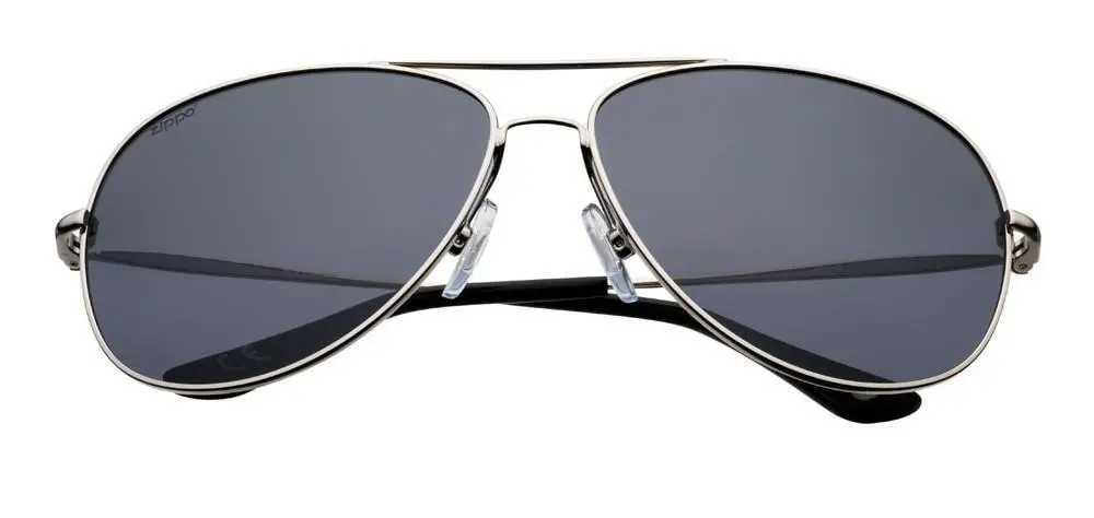 Silver Polarized Oval Pilot Sunglasses 1