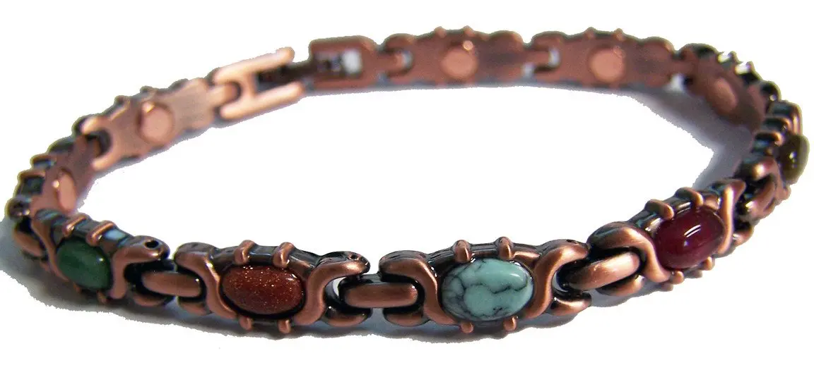 Copper Magnetic Oval Shaped Mixed Stones Link Bracelet 1