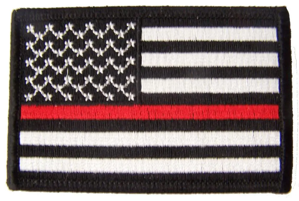 Thin Red Line American Flag Embroidered Patch 1