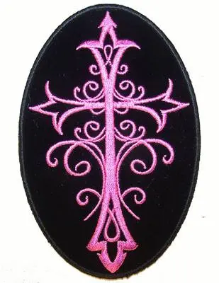 Pink Crucifix Cross Embroideried Patch 5 In 1