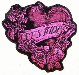 Lets Ride Heart  Embroideried Patch 4 In 1