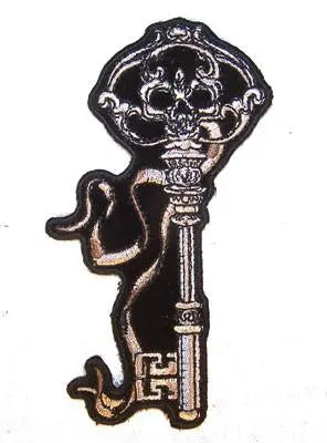 Skeleton Key Skull  Embroideried Patch 4 In 1