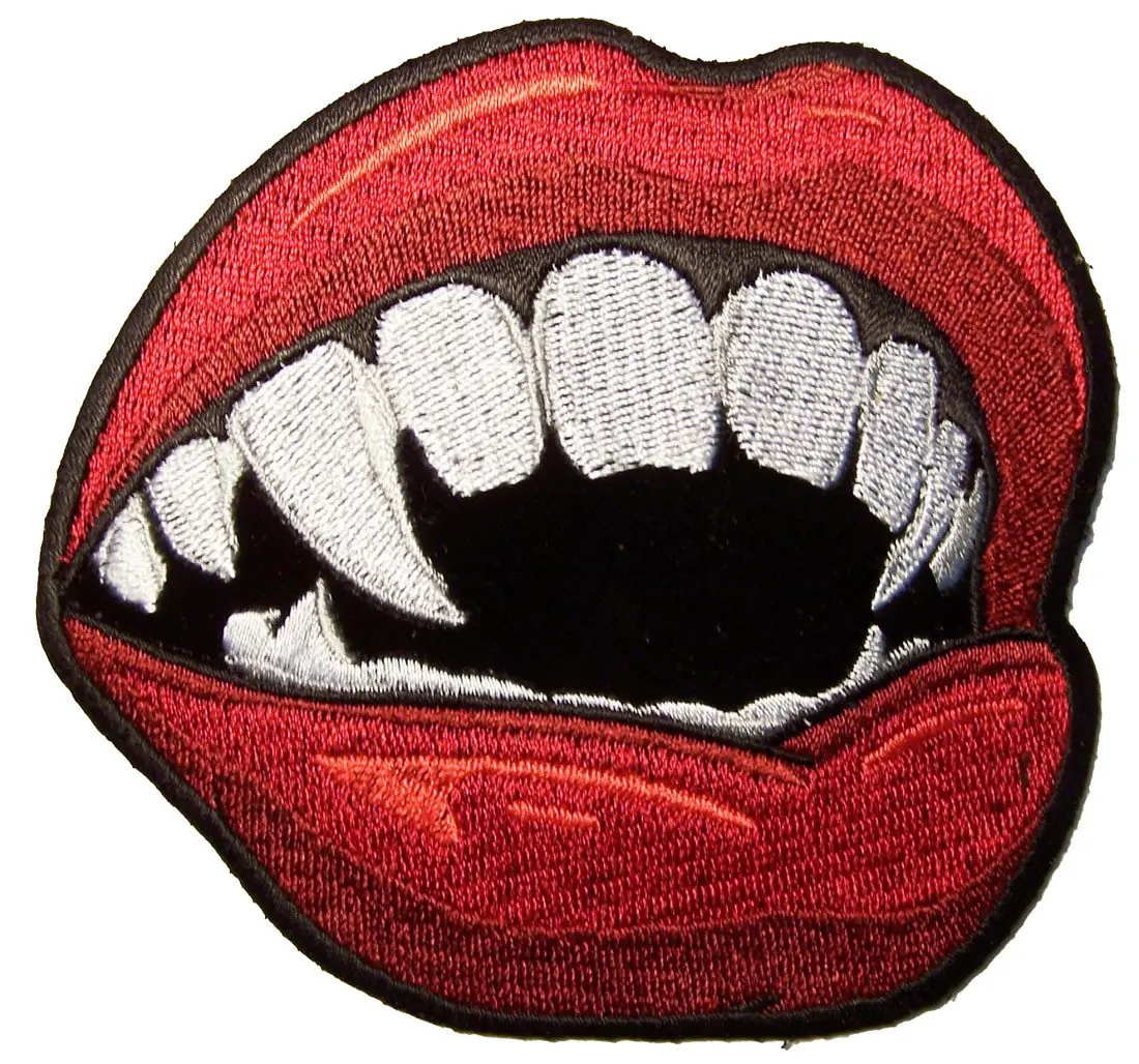 Vampire Teeth Lips 4 Inch Patch 1