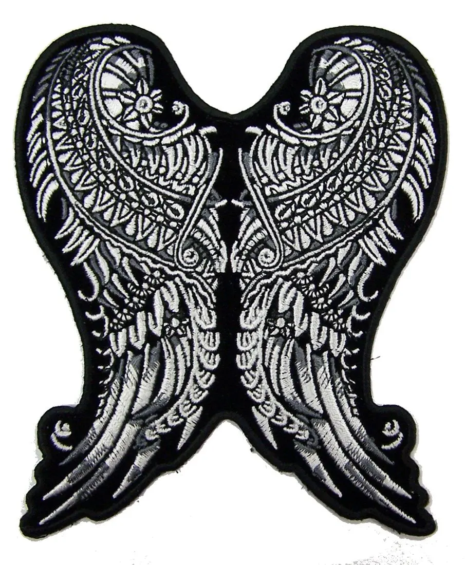 Ornate Angel Wings Embroidered Patch 5 Inch 1