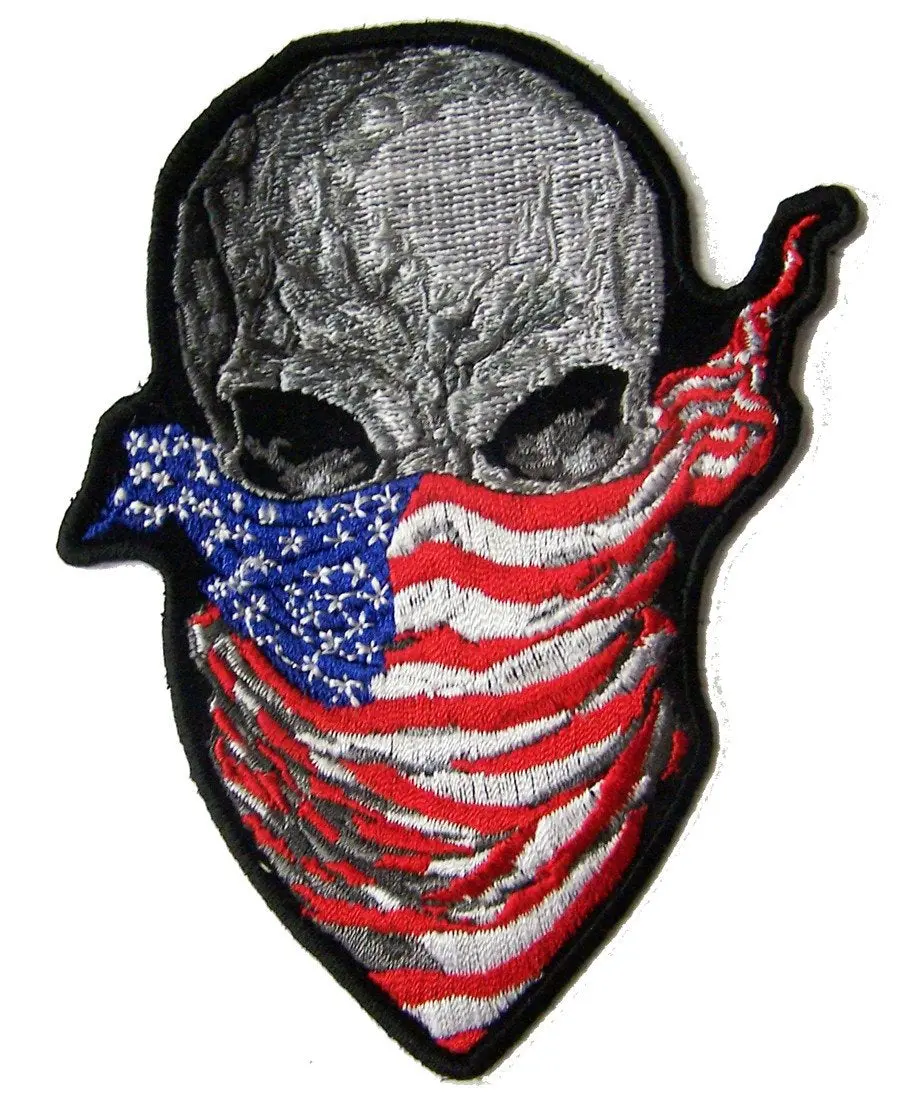 American Bandana Skull Embroidered Patch 4 Inch 1
