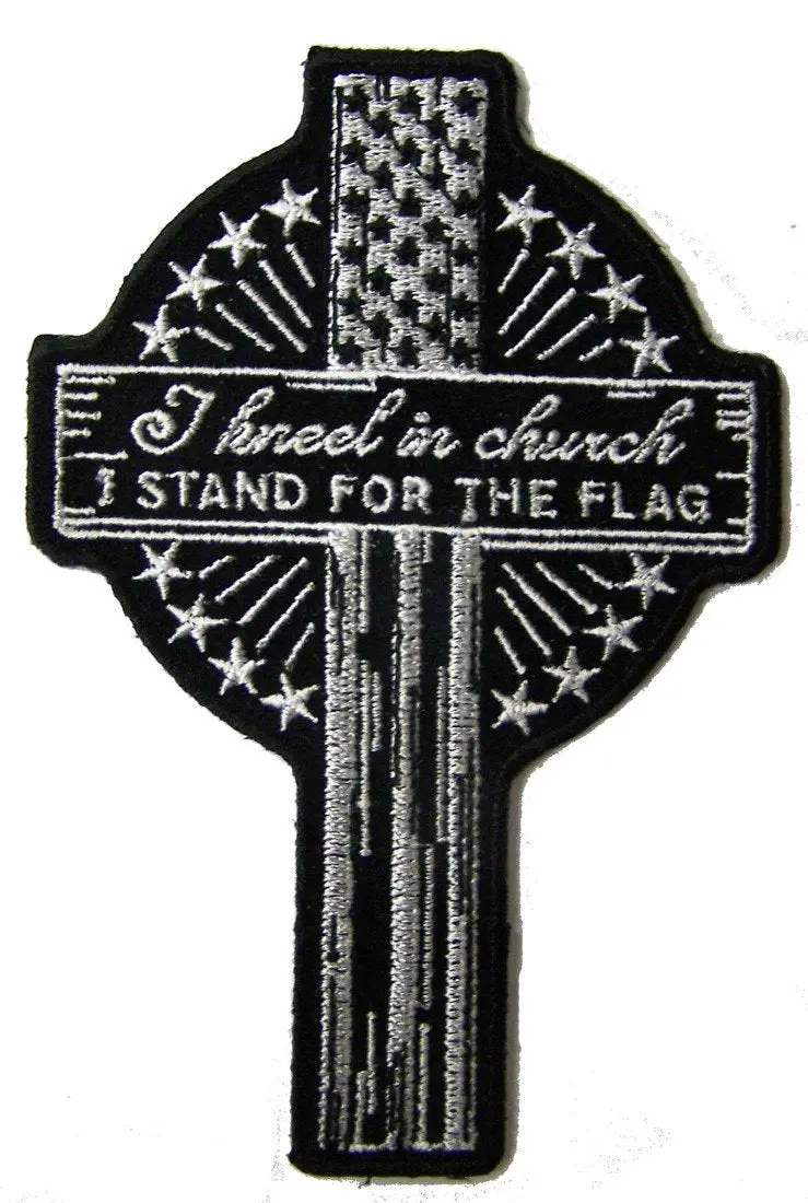 Kneel In Church Cross Embroidered Patch 5 Inch 1