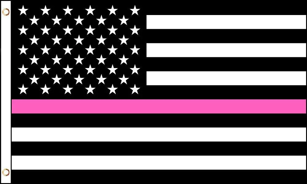 American Pink Thin Line Flag (3Ft X 5Ft) Flag Breast Cancer Women Police 1