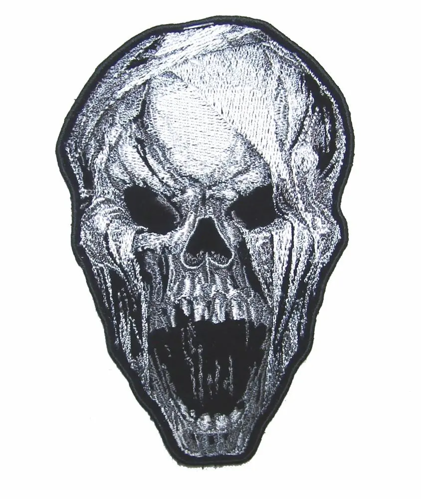 Mummy Screaming Skull Head 5 In Embroidered Patch 1