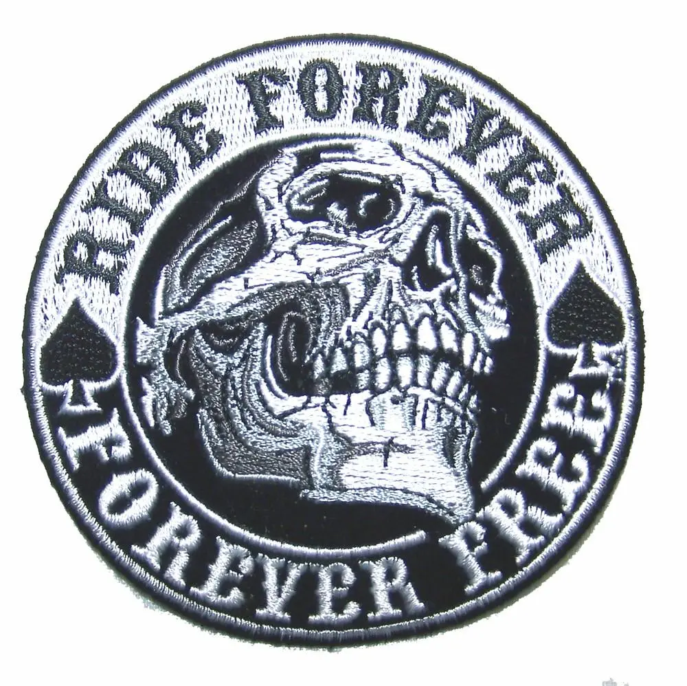 Spades Ride Forever Skull 4 In Embroidered Patch 1