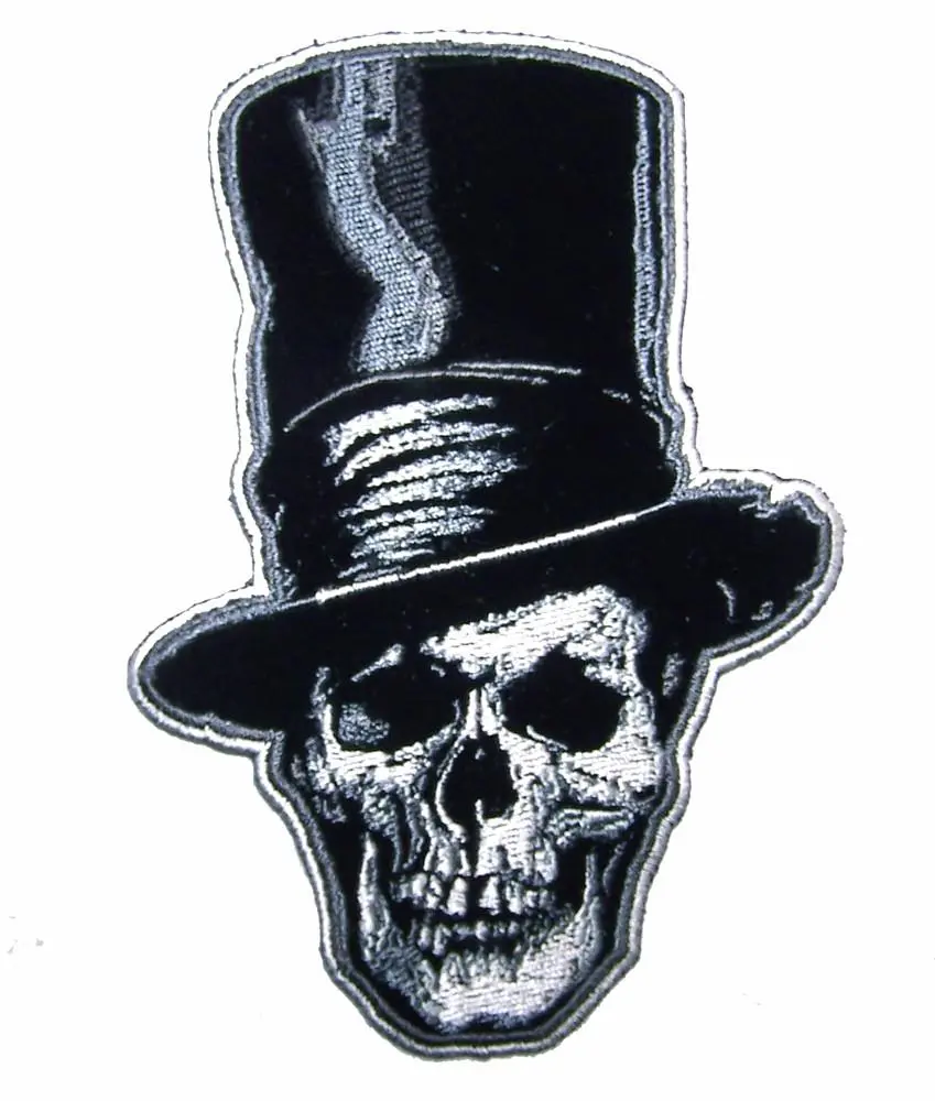 Skull Head Stove Pipe Hat 5 In Embroidered Patch 1