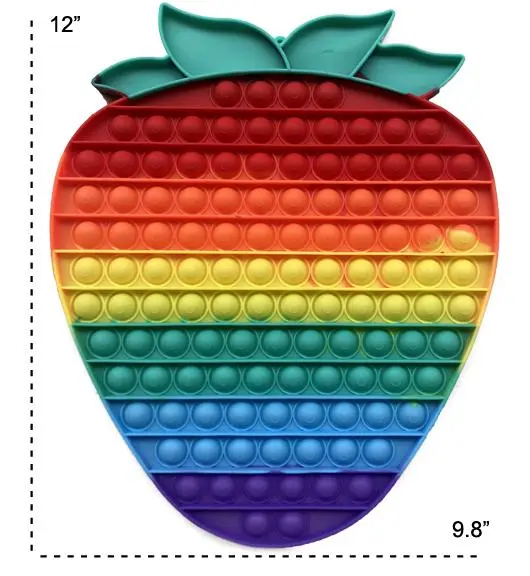 12 Inch Strawberry Rainbow  Bubble Pop It Silicone Stress Reliever Toy (Sold By The Piece ) 1