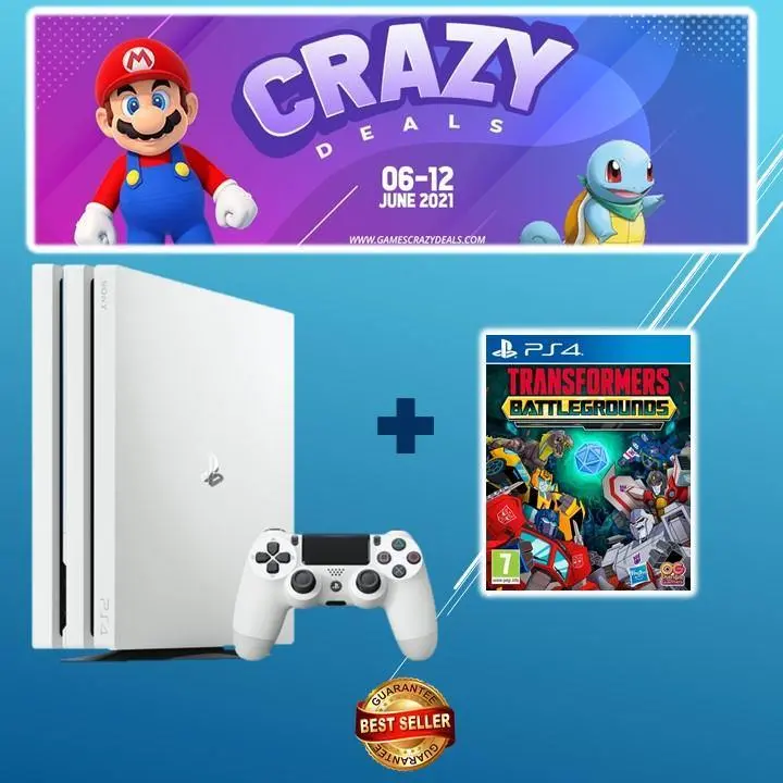 Ps4 Pro 1Tb White (Export Set) + Ps4 Transformers Battlegrounds 1