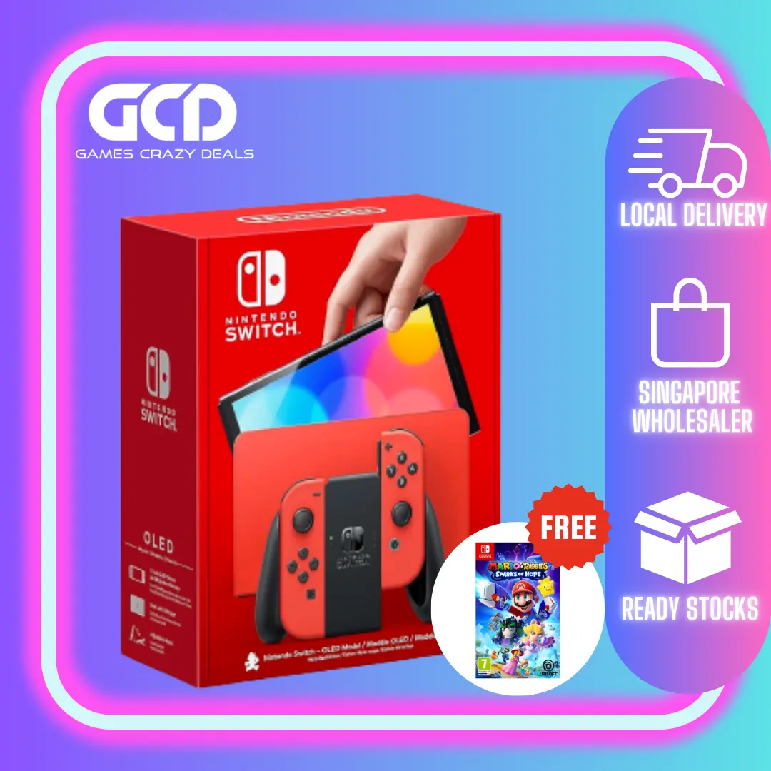 Nintendo Switch Oled Mario Red Edition With Free Mario + Rabbids Sparks Of Hope (1 Year Local Agent Warranty) 1