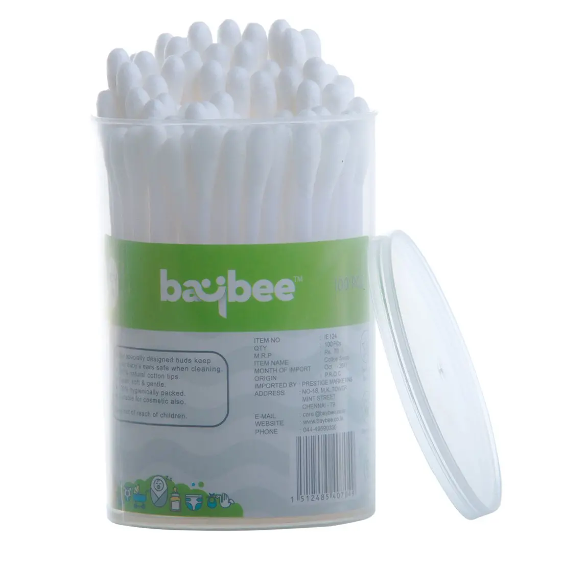 Premium Buds White Plastic Stick Cotton Swabs | Double Tipped Premium 100% Cotton- Pack Of 2 1