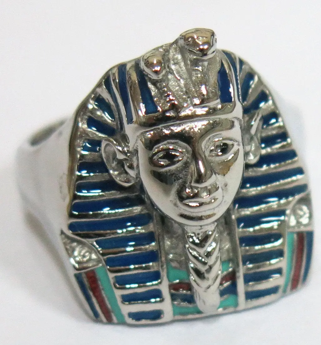 King Tut Stainless Steel Biker Ring 1