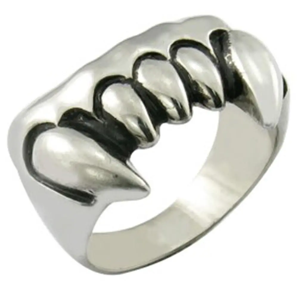 Vampire Teeth Stainless Steel Biker Ring 1