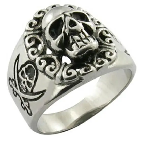 Skull Pirate Stainless Steel Biker Ring 1