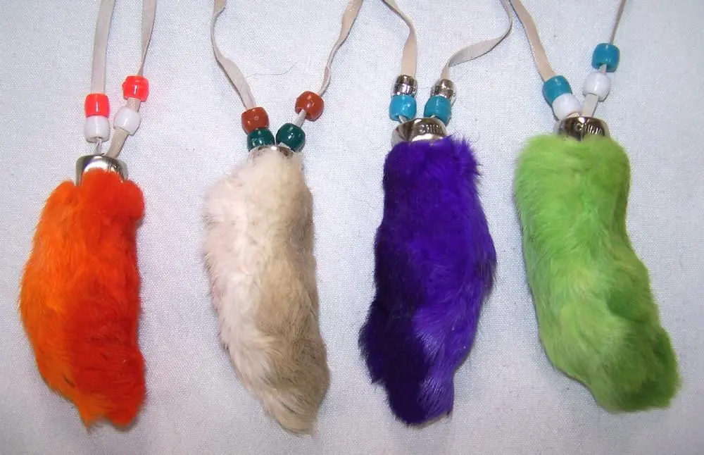 Rabbit Foot With Suede Leather Necklace Strap 1