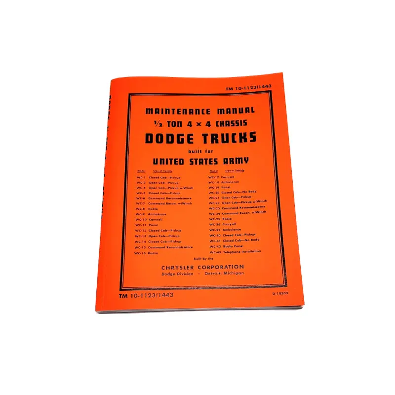 Tm 10-1123/1443 - Wwii Wc 1/2 Ton 4X4 Maintenance Manual - Rbk-348 1