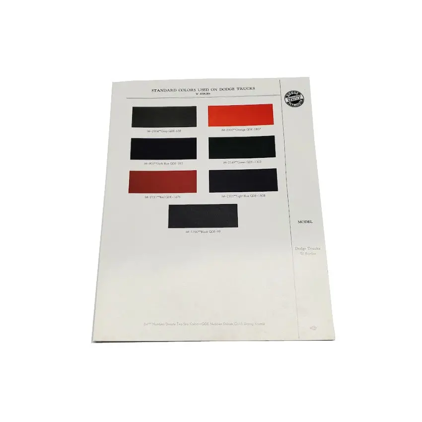 Standard Colors Used On Dodge Trucks W-Series - Rbk-390 1