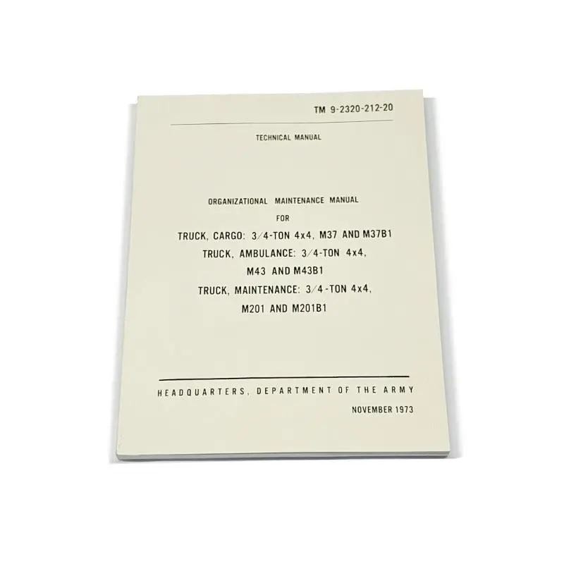 Tm 9-2320-212-20 M37 Organizational Maintenance Manual - Rbk-413 1