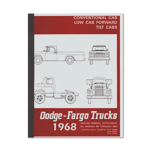 New 1968 Service Manual Supplement - Dodge-Fargo Trucks 100-1000 Models - Rbk-510 1