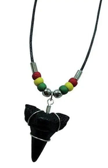 Reggae Black Shark Tooth Rope Necklace 1