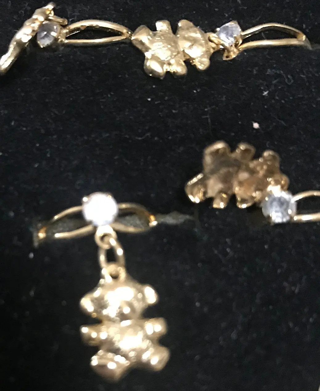 Adjustable Crystal Dangle Teddy Bear Rings 1