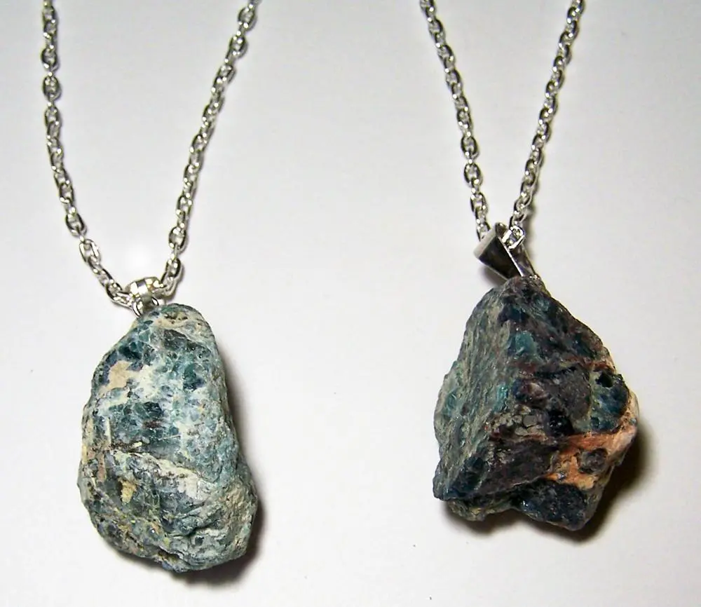Apatite Rough Natural Mineral Stone 18 In Silver Link Chain Necklace 1