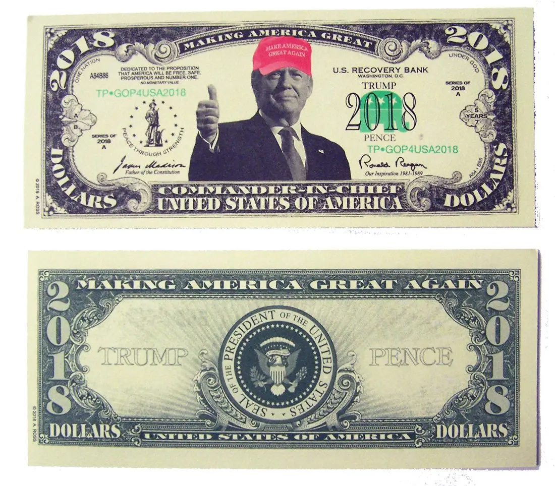 Donald Trump 2018 Red Hat Dollar Fake Money Bill 1