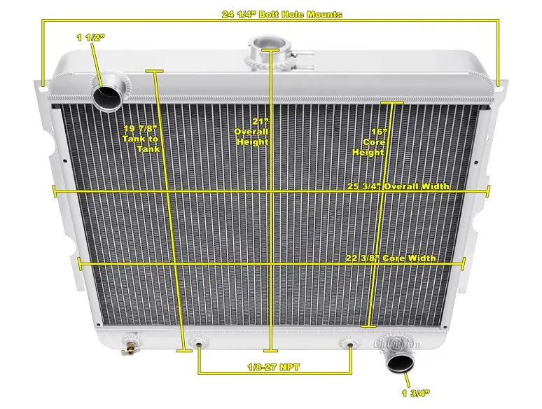 Radiator 3 Core 1967-69 A Body Small Block 2