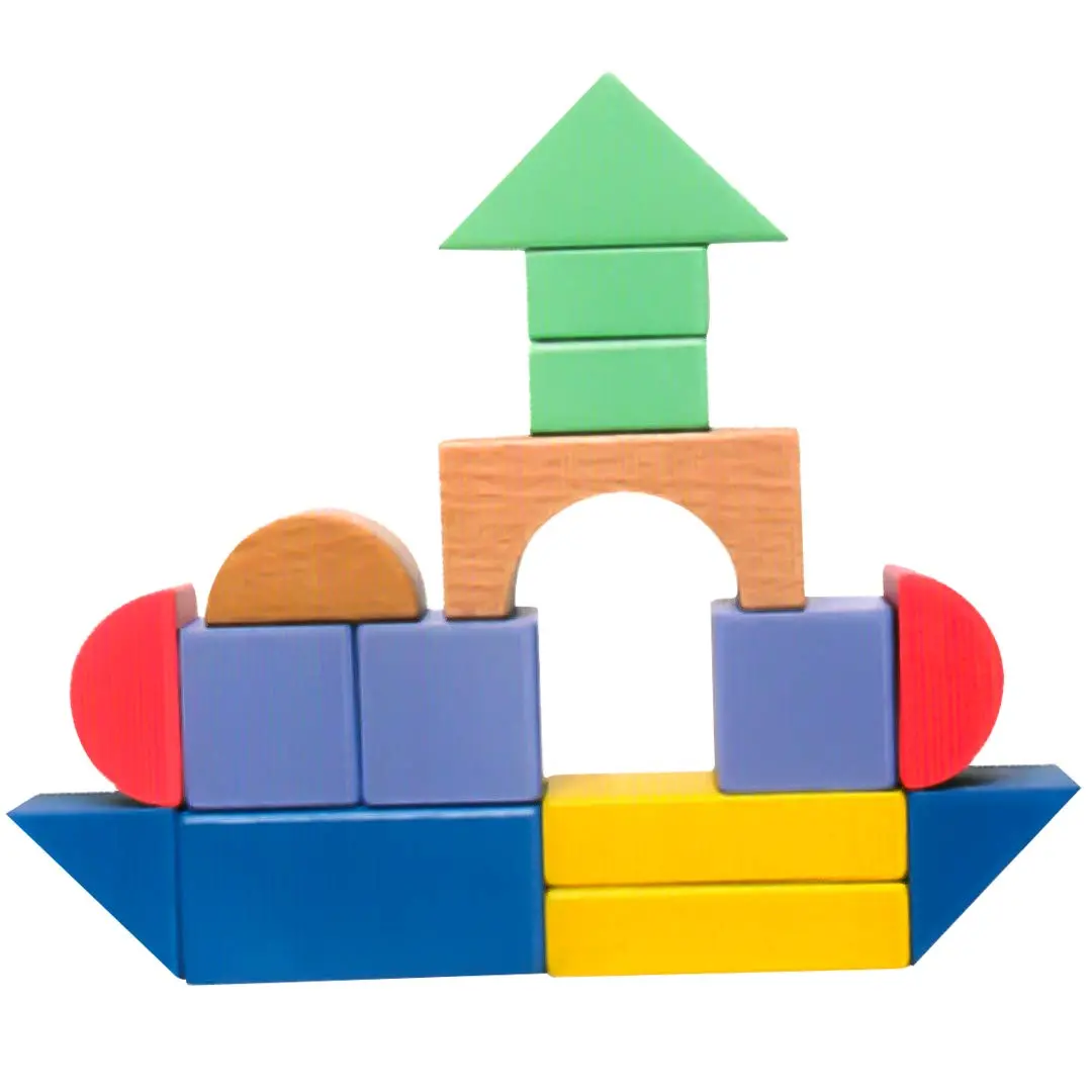 Wooden Rainbow Building Blocks Toys For Kids, Wooden Toys With 15 Pcs Color Blocks For Kids To Develop Thinking Skills, Kids Toys With Shapes & Colors Sorting, Jigsaw Puzzle For Kids 1