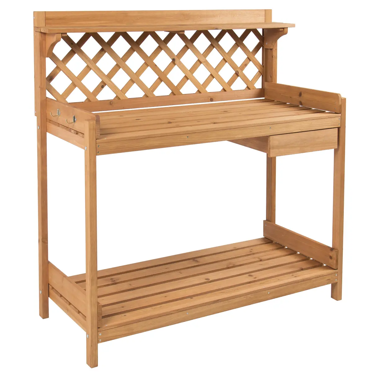 Wooden Potting Bench Workstation W/ Cabinet, Natural Wood Finish 1