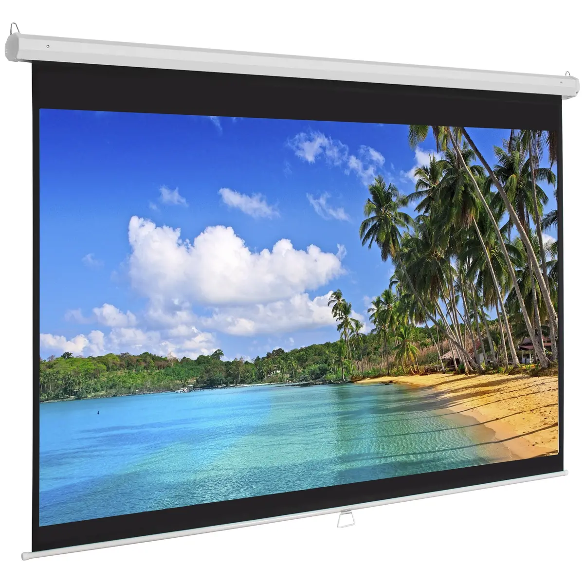 119In Hd Pull Down Manual Projector Screen - White 1