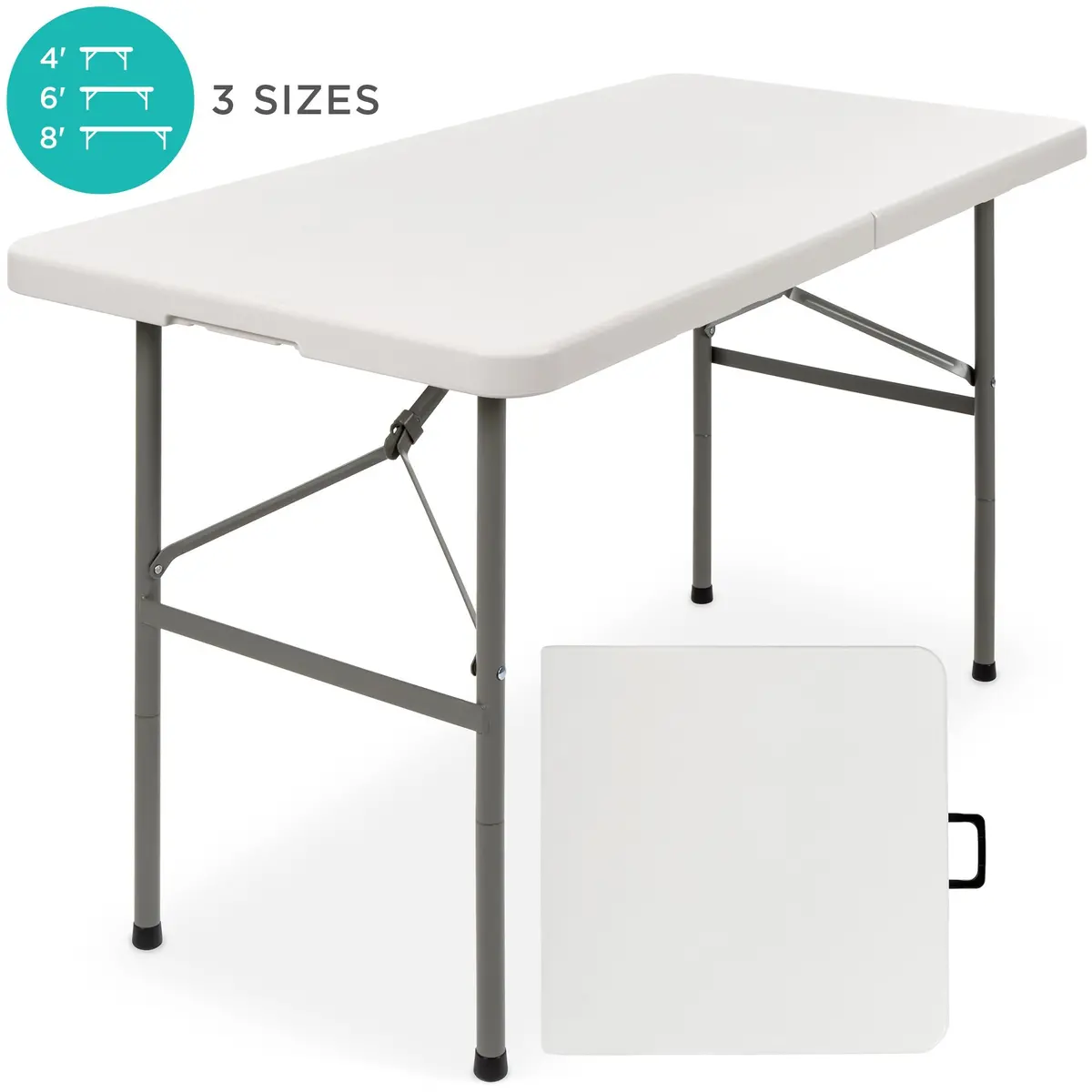 4Ft Portable Folding Plastic Dining Table W/ Handle, Lock 1