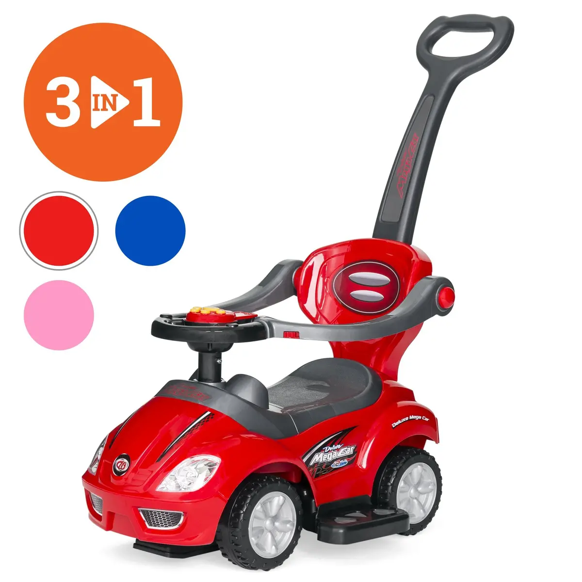 3-In-1 Kids Push Car W/ Handle And Horn 1